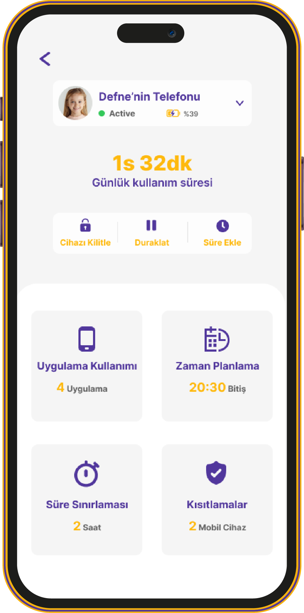 Ekran Süresi Yönetimi ekranı